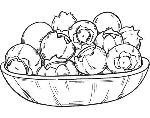 Blueberries In A Bowl Coloring Page